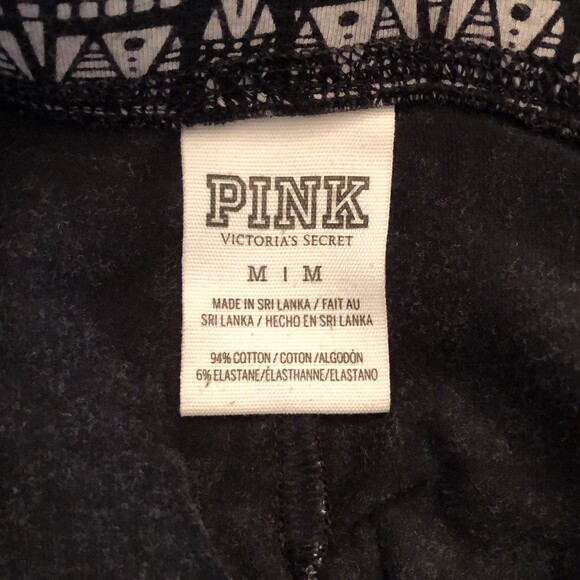 PINK VICTORIA'S SECRET MEDIUM BLACK AND WHITE AZTEC PRINT COTTON BLEND LEGGINGS - Picture 5 of 5